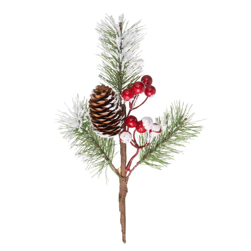 Crafare12-16 Inch Large Artificial Christmas Tree Picks 12 Styles Assorted Holly Picks Stems with Pinecones Leaves for Xmas Tree Filler Floral Arrangement Winter Holiday Season DÃ©cor - Image 3